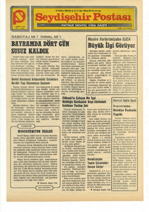 Modernizasyon İhalesi - Seydişehir Postası I 1989
