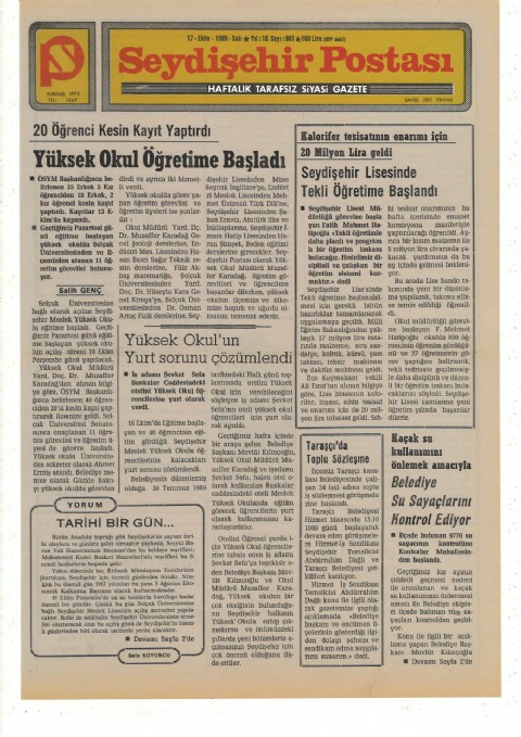 Tarihi Bir Gün… - Seydişehir Postası I 1989