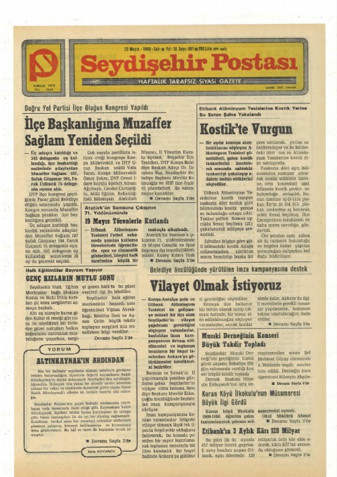 Altınkaynak’ın Ardından - Seydişehir Postası I 1990