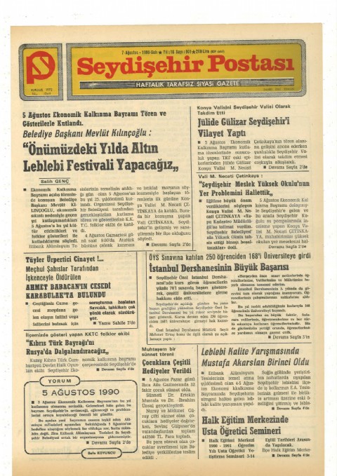 5 Ağustos 1990 - Seydişehir Postası I 1990