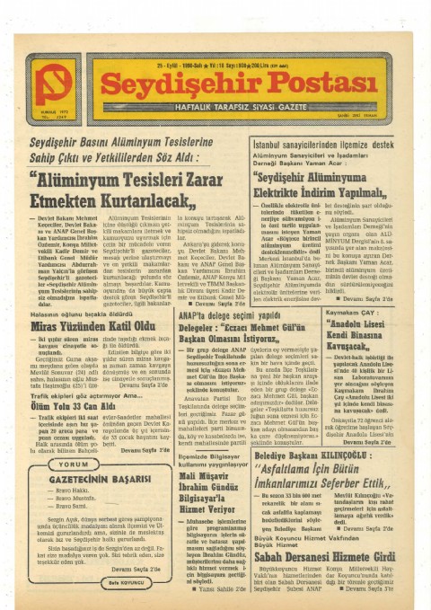 Gazetecinin Başarısı - Seydişehir Postası I 1990