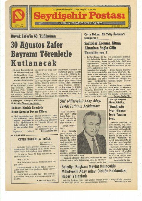 Çevre Bakanı ve Suğla - Seydişehir Postası I 1991