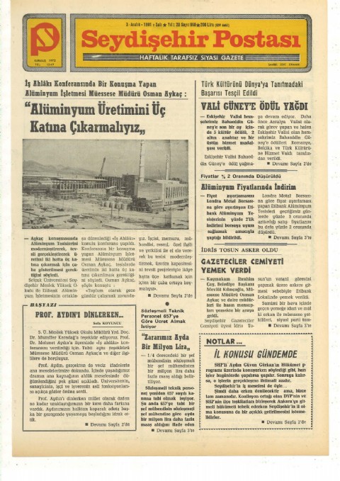 Prof. Aydın’ı Dinlerken - Seydişehir Postası I 1991