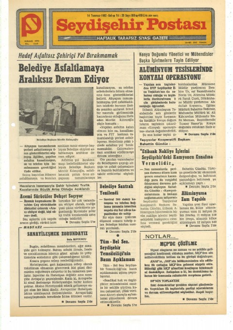 Sanayileşmek Zorundayız - Seydişehir Postası I 1992