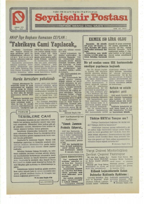 Tesislere Cami - Seydişehir Postası I 1988