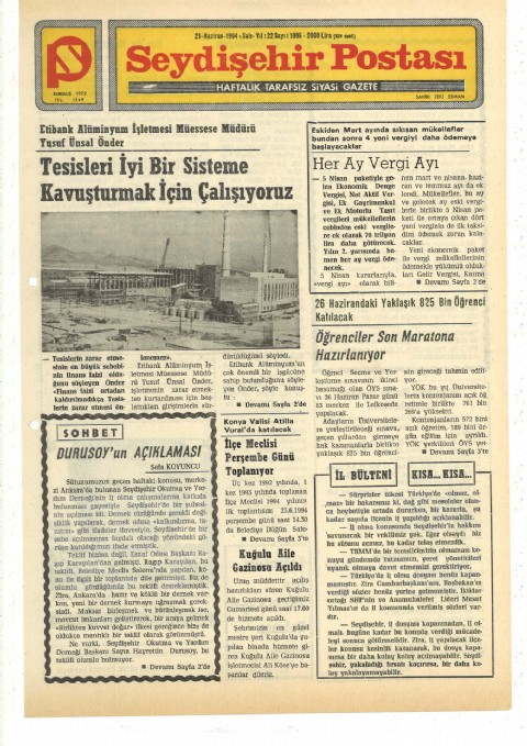 Durusoy’un Açıklaması - Seydişehir Postası I 1994