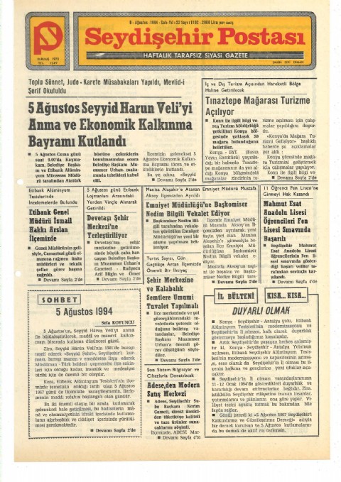 5 Ağustos 1994 - Seydişehir Postası I 1994