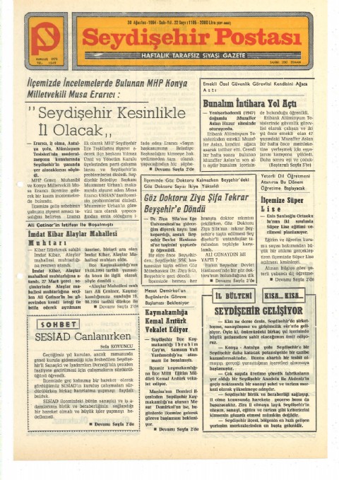 SESİAD Canlanırken - Seydişehir Postası I 1994