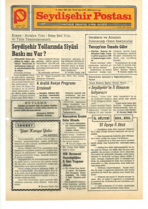 Yeni Konya Yolu - Seydişehir Postası I 1994