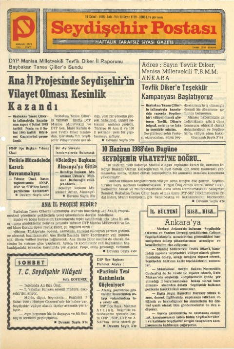 T.C. Seydişehir Vilayeti - Seydişehir Postası I 1995