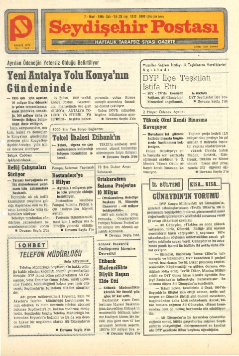 Telefon Müdürlüğü - Seydişehir Postası I 1995