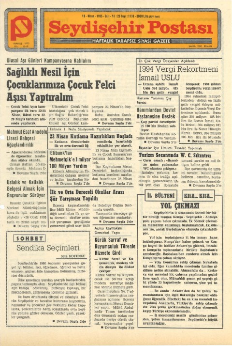 Sendika Seçimleri - Seydişehir Postası I 1995