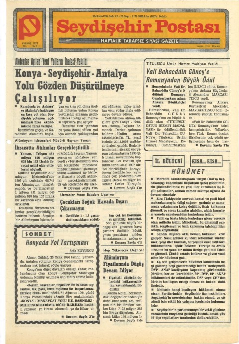 Konya’da Yol Tartışması - Seydişehir Postası I 1996