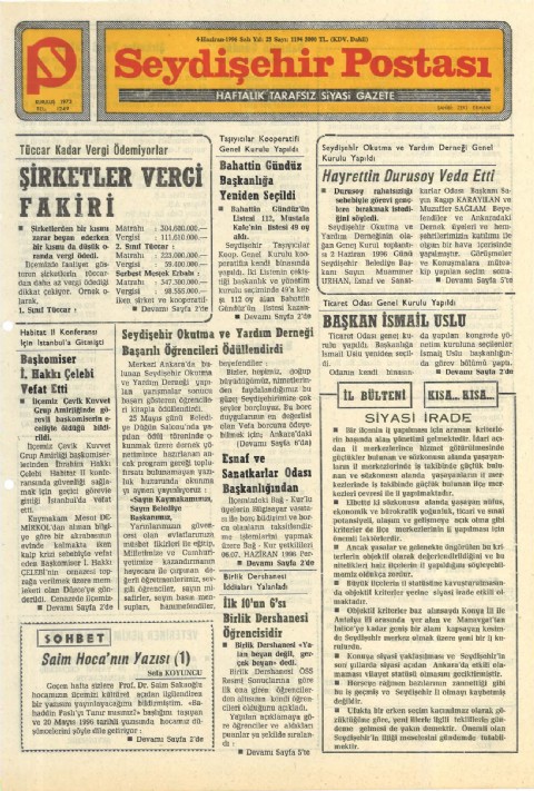 Saim Hoca’nın Yazısı  - Seydişehir Postası I 1996