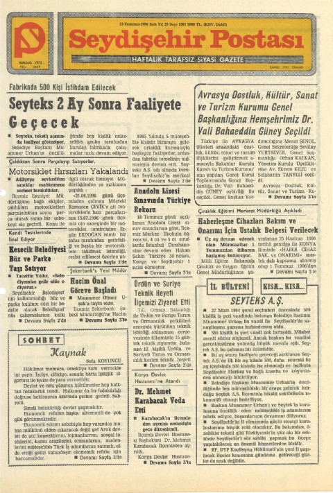 Kaynak - Seydişehir Postası I 1996