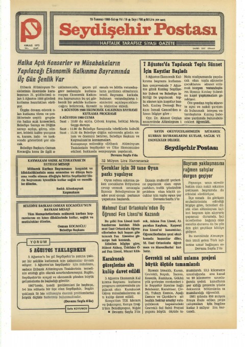 5 Ağustos Yaklaşırken - Seydişehir Postası I 1988