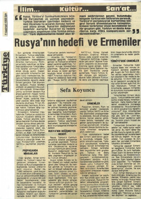 Rusya’nın Hedefi ve Ermeniler - Türkiye Gazetesi I 1983