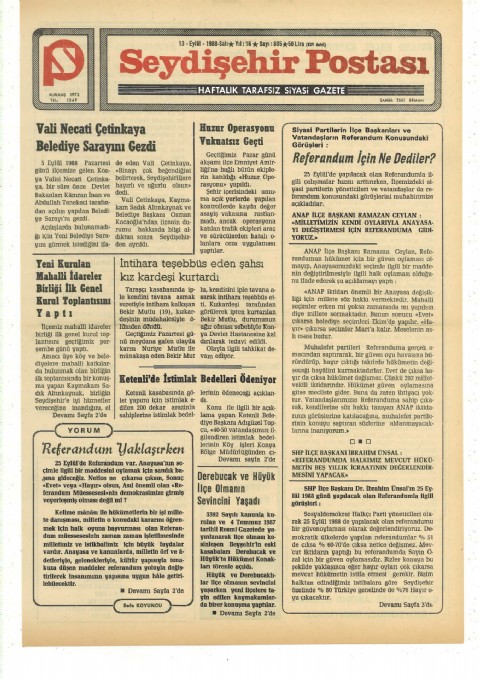 Referandum Yaklaşırken - Seydişehir Postası I 1988