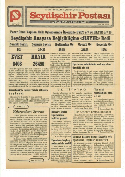 Referandum Sonrası - Seydişehir Postası I 1988